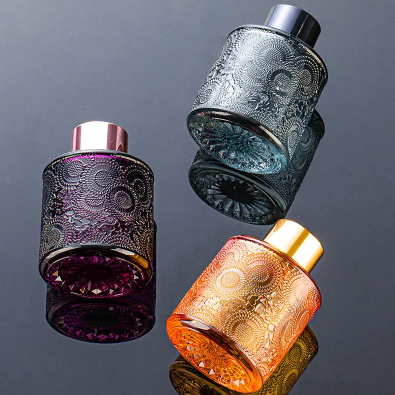 Wholesale Luxury Matte Bottle Carving 100ml Glass Reed Diffuser Bottle