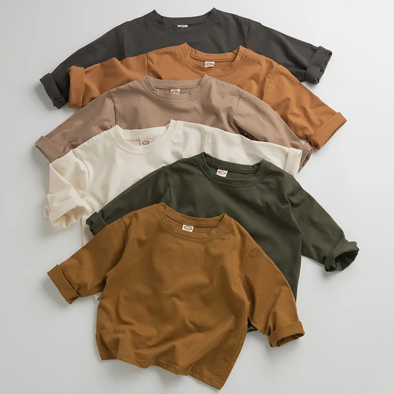 Spring Autumn Children Clothing Cotton Long Sleeve Casual T-shirts Boys Girls Tops Kids T-shirt Cotton Tee Shirts Baby Clothes