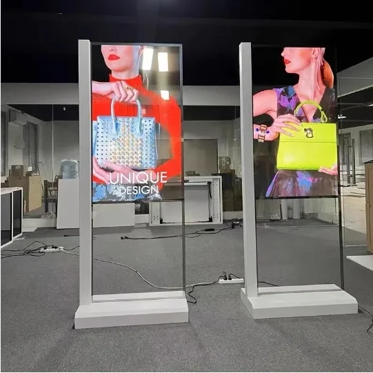 Floor Standing Android 55inch OLED Display Module Double Side Transparent OLED Digital Signage Totem Monitor