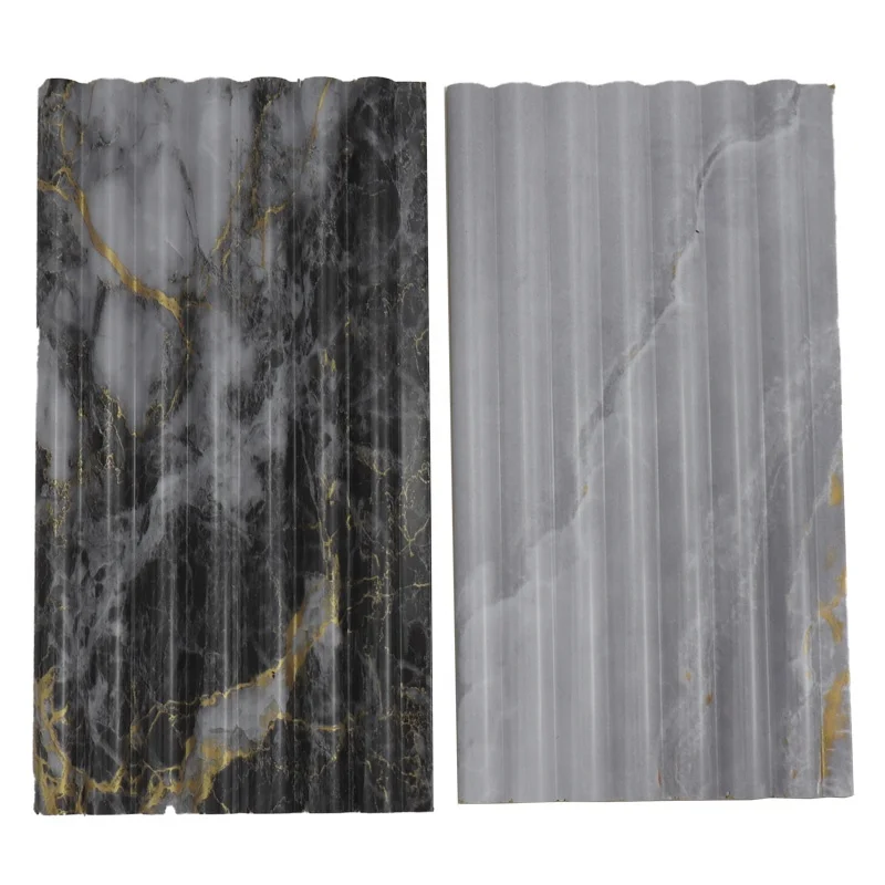 3D PVC Marble Sheet Wood Panels WPC Waterproof Wood Plastic Composite Wall Cladding Wave Wall Panel For Indoor