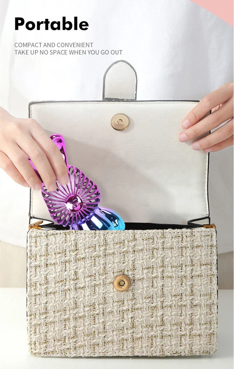 Portable mini electric cooling fan cooler plastic hand held rechargeable standing bear rabbit animal ear neck fans for women