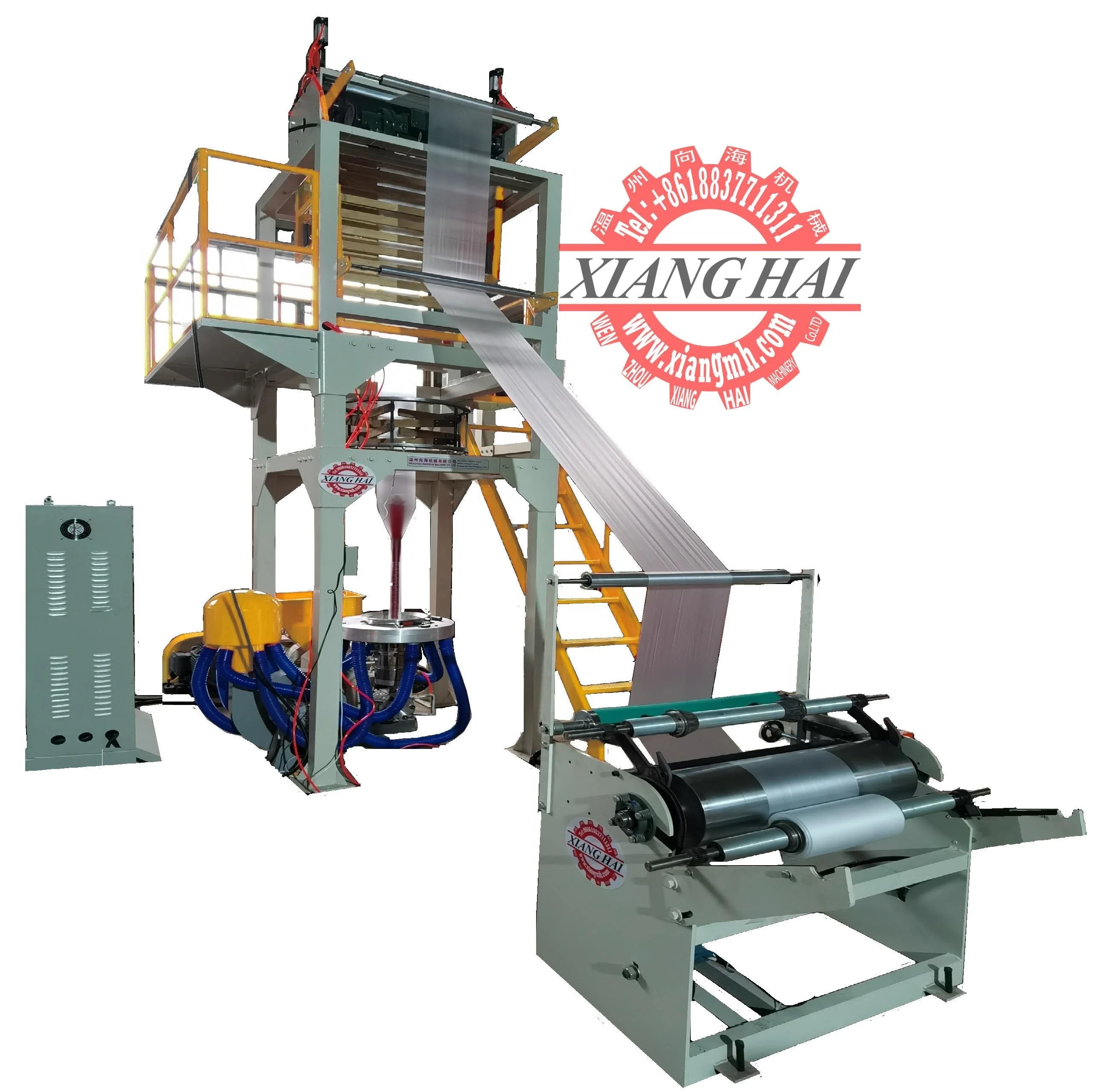 Easy operation high output blowing with winder single screw pe plastic film blown extruder machine manufacturer in china