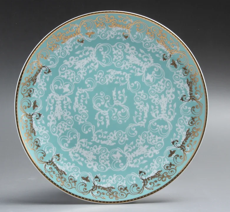 hot selling gold plated design new bone china dinner plates ceramic porcelain dinnerware set