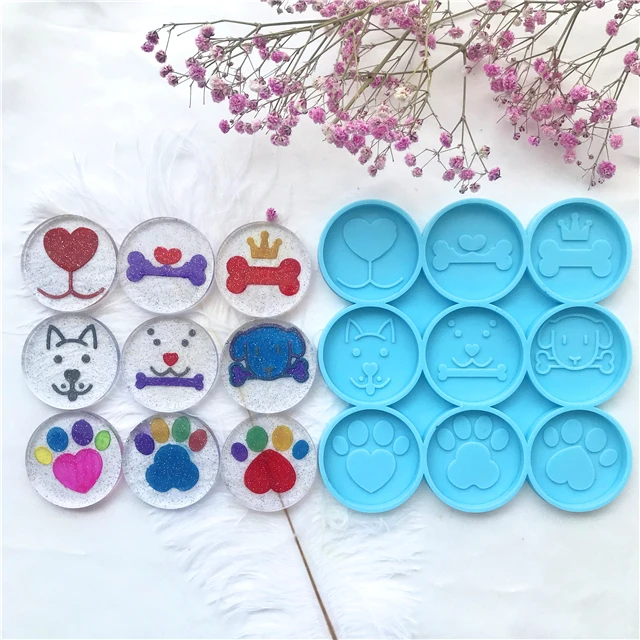 L7240 9 in 1 Sockets Resin Phone Grip Mold Epoxy Pop Sockets Dog paw dog bone phone grip mold for resin silicone phone grip mold