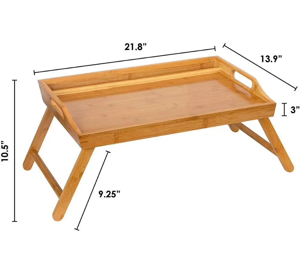 Folding Bamboo Wooden Bed Computer Table Tray Breakfast Serving Table Lap Tray Customized Logo
