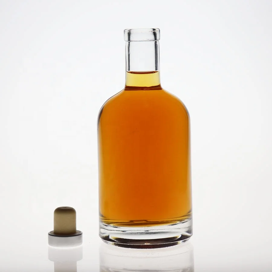 Хит продаж стеклянная бутылка для ликера 200 мл 375 50cl 70cl 75cl круглая бурбон Джин ром текила пробковая картина