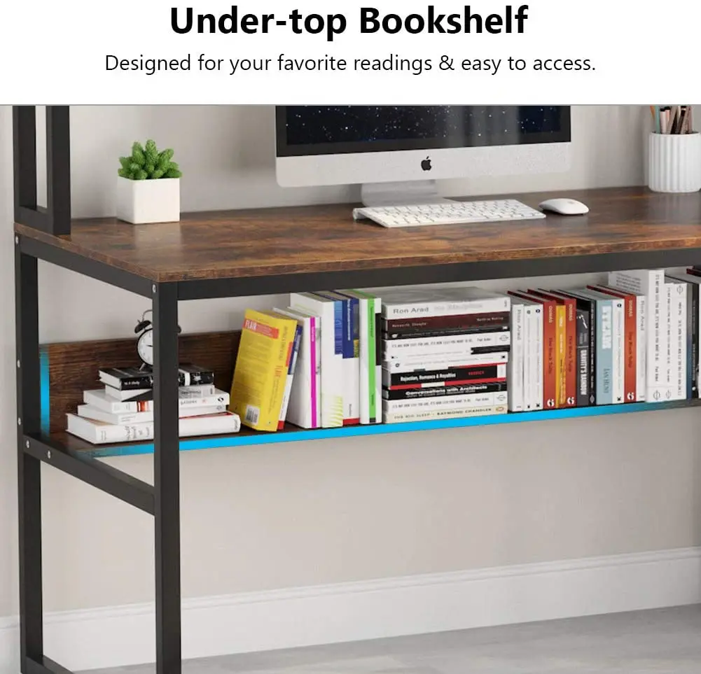 FREE SAMPLE Computer Desk with Hutch Rustic Office Desk Study Writing Workstation with Under-top Storage Shelf for Home Office