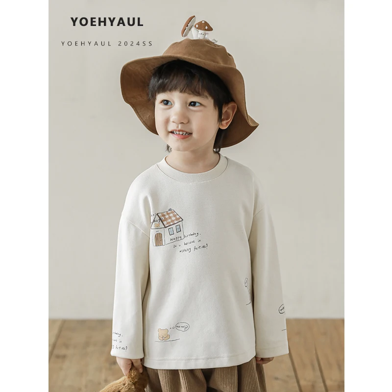 YOEHYAUL N5156 Cartoon Toddler Boys Jackets&outwear 2 Pieces Warm Kids Child Shirt and Sheep Wool Jacket for Boys