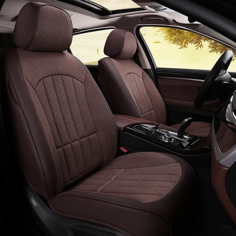 Hand made hot sale flax universal full set leather sedan car seat covers subaru forester 2019 gmc acadia elantra 2018 clio 4
