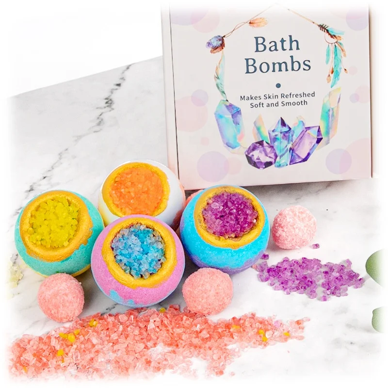 Wholesale Exfoliating oil control explosive 4pcs Bath Bombs Set
