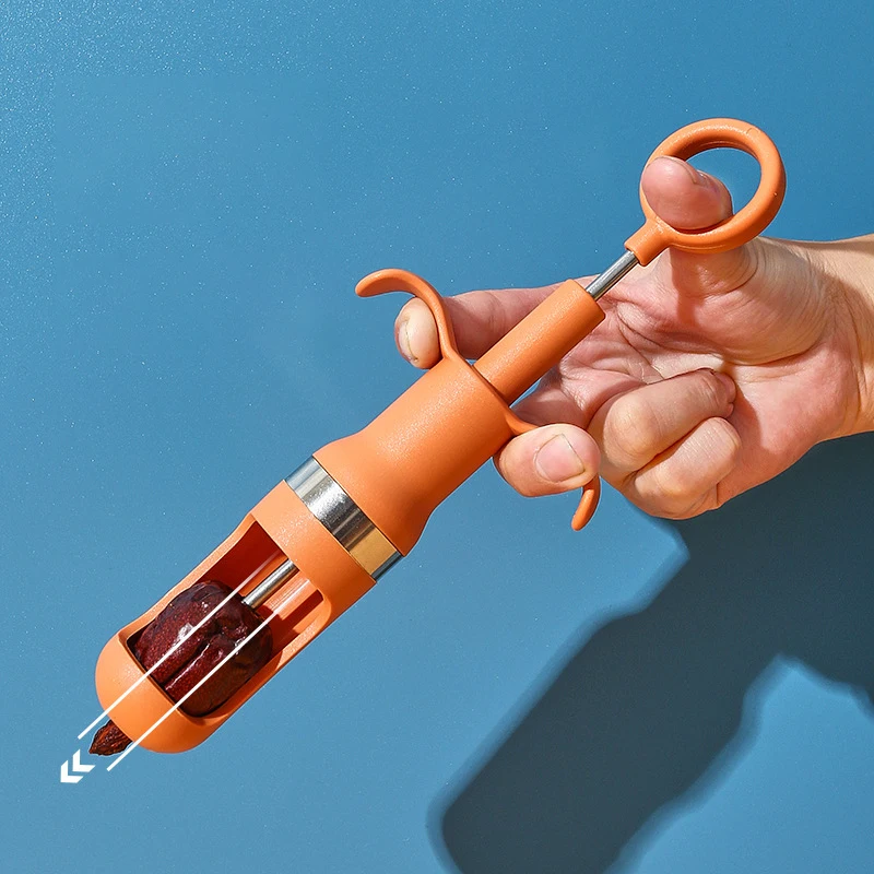 CL437 Red Date Pitting Device Kitchen Gadget Fruit Pit Separator Fruit Slicer Knife Tools Push Type Quick Core Remover