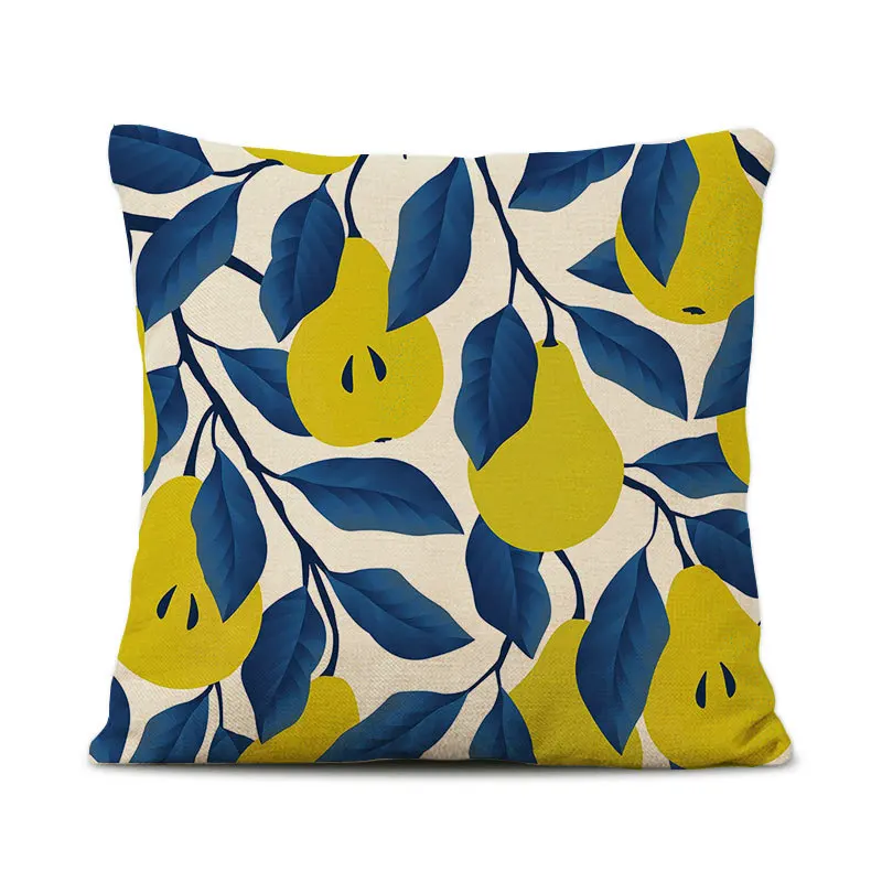 Hot Selling Pillowcase Cushion Living Room Sofa Cushion Fruit Orange Fragrant Pear Small Fresh Cotton Linen Cotton Throw Pillow