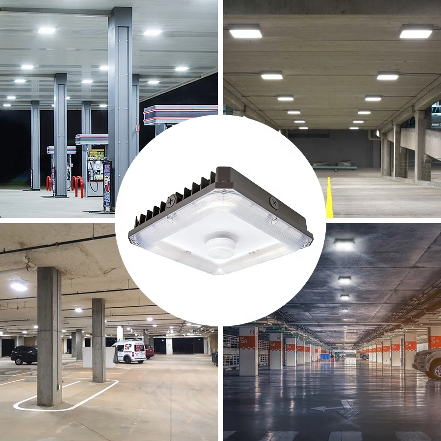 High Quality1-10V Dimming UL ETL DLC Canopy 100-277V 347V High Lumen 130lm 40W 60W 80W 100W LED Canopy Light Carport