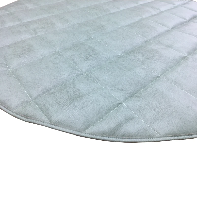 Grey Round Waterproof Quilted Vegan Leather Crawling Infant Kids Carpet Padded Baby Play Mat Cotton