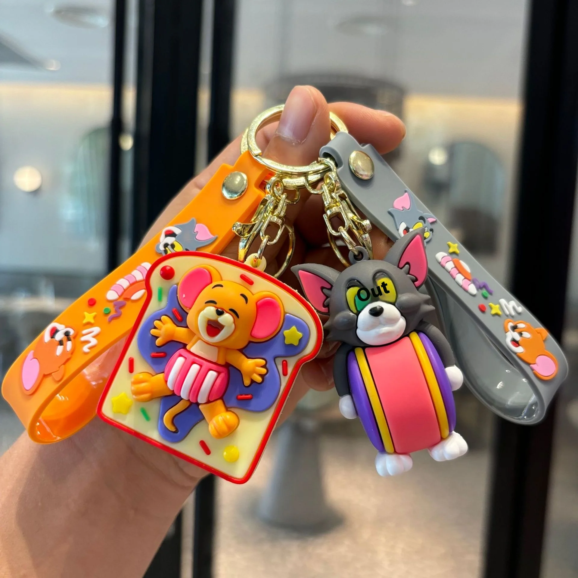 Cross-Border Tom Jerry Cat Mouse Cartoon Doll Pendant PVC Keychain for Couples Babies Small PVC Gift with Baby Catching Machine