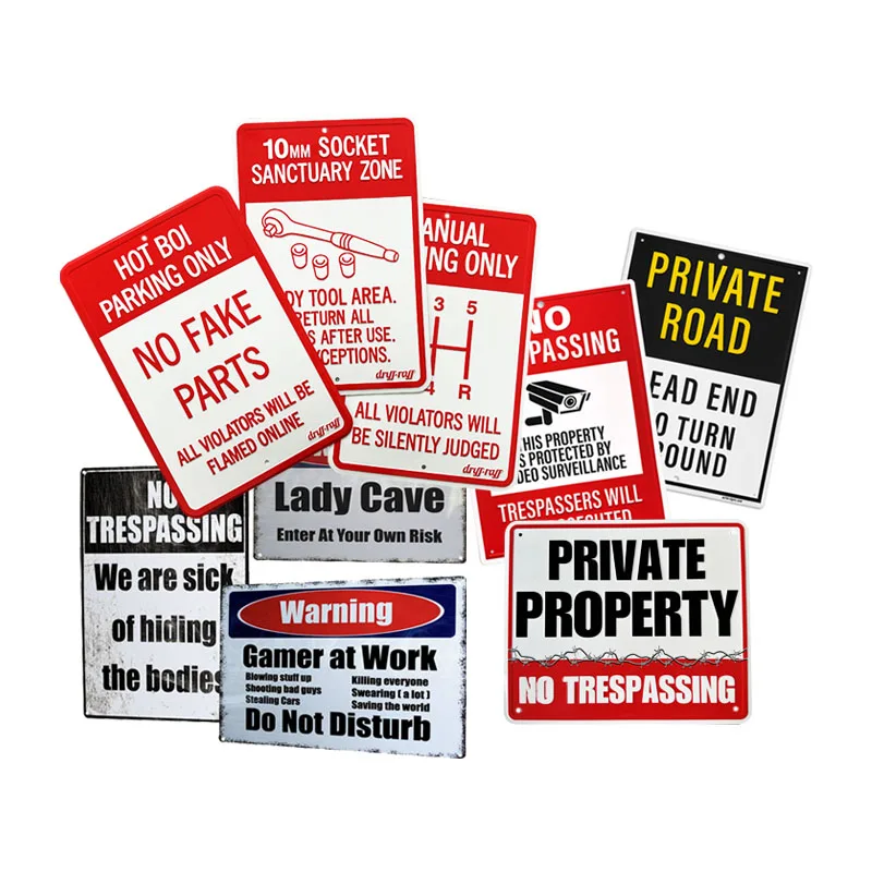 Custom Design Aluminum No Soliciting No Trespassing Metal Sign Video Security Signs Dog Warning Caution Metal Sign