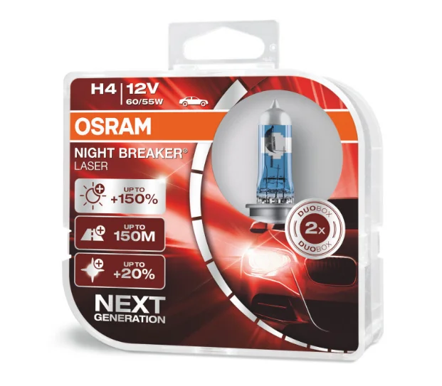 
64193NL Osram H4 Night Breaker Next Generation 150% More Light 