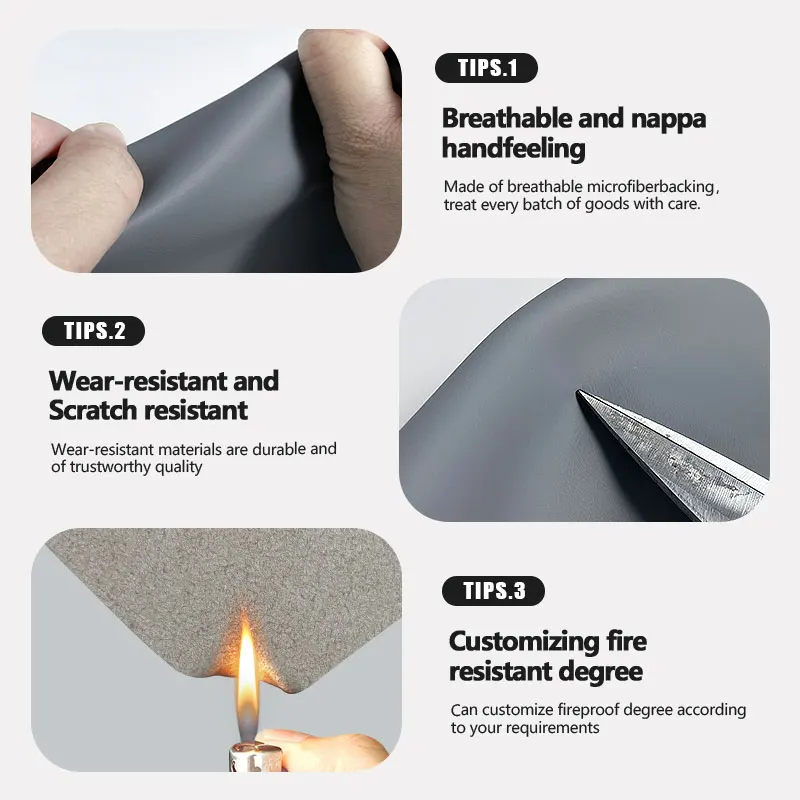 1.2 mm Nappa Microfiber Synthetic Leather PU Microfiber Leather For Car Seat Upholstery