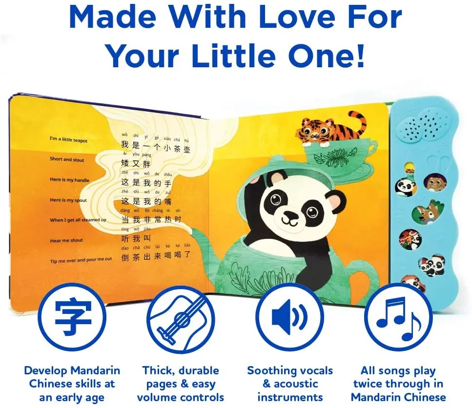 Publishing Custom Educational Cognitive Arabic Chinese Learning Toy Sound Reading Book Kids Children Fairy Tales Board Book