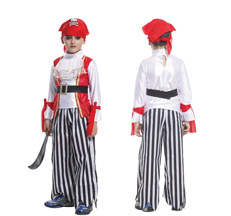 Wholesale High-Quality Book Characters Caribbean Pirate Costumes Halloween Boy Cosplay Costumes