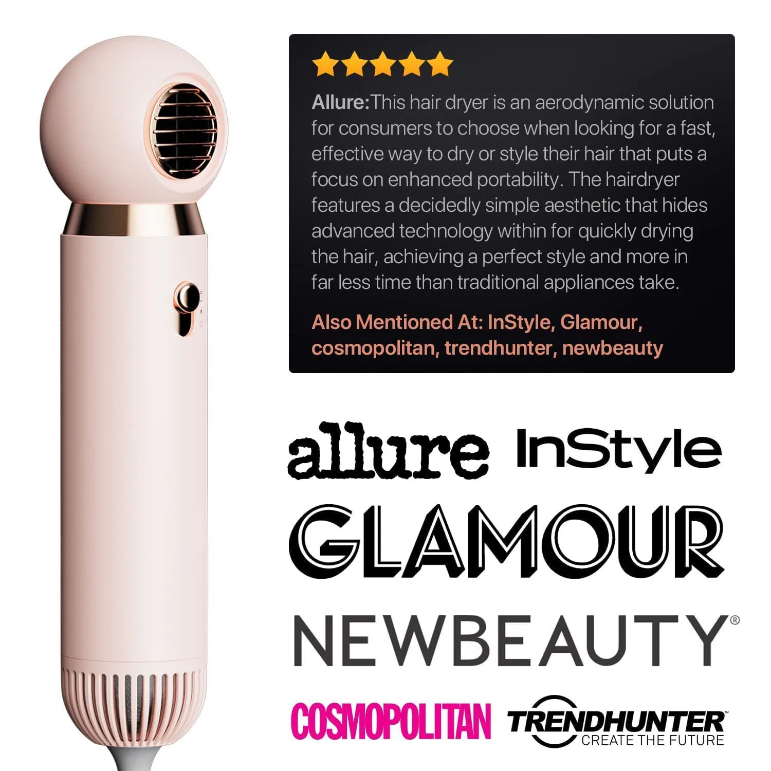 Mini Hair Dryer Professional Hair Blow Dryer with Dual Ionic Technology Powerful 1800W Plasma Hair Dryer with 3 Intelligent Heat