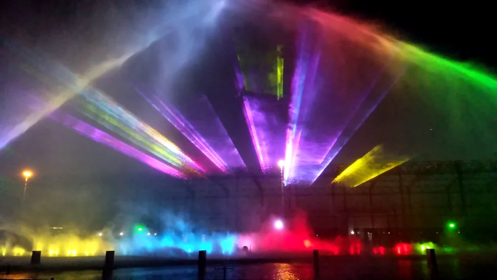colorful music dancing outdoor water fountain