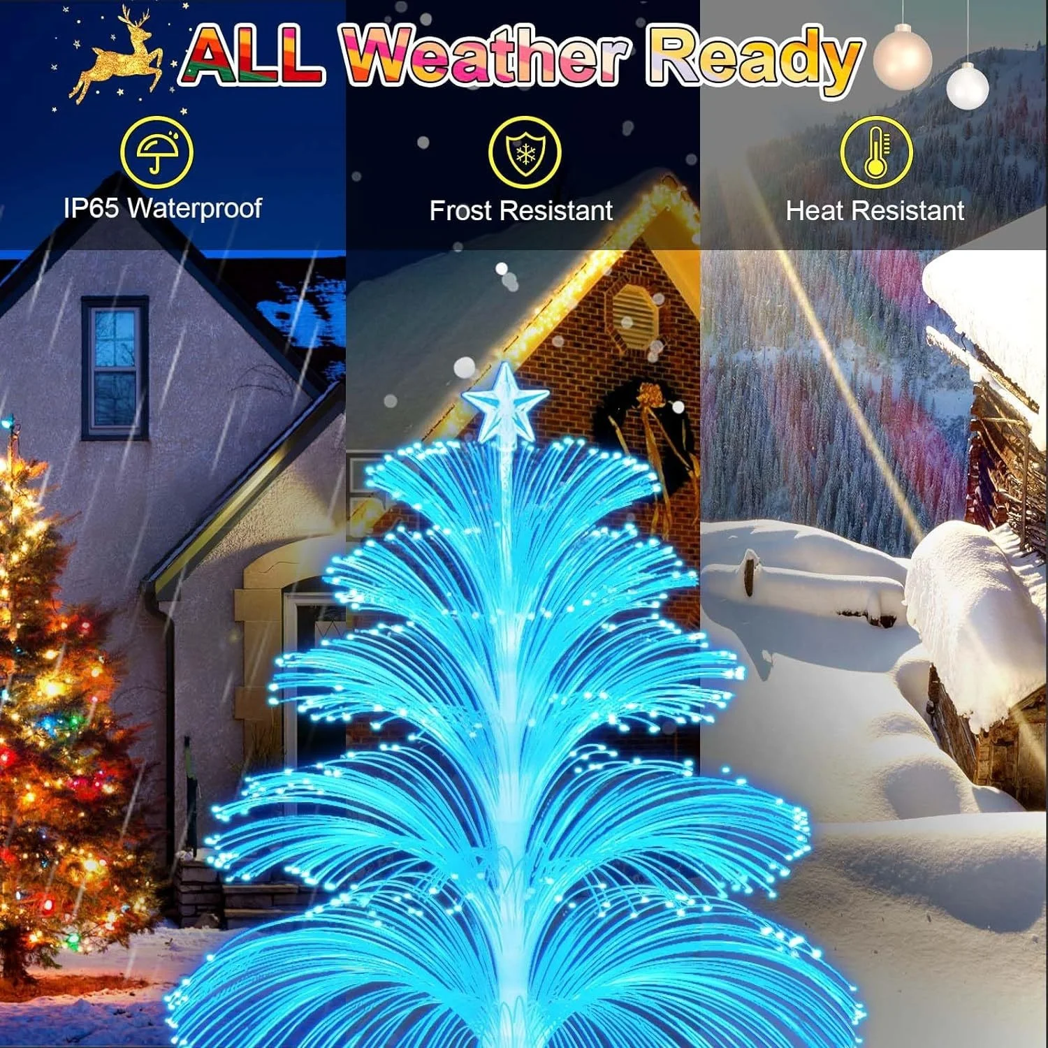 Outdoor Solar Garden Light Christmas Tree Fiber Optic Jellyfish Lawn Lamp Waterproof 7 Color Variable Solar LED Decor Lights