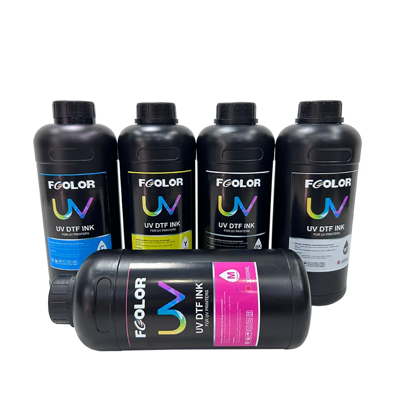 FCOLOR 1000ml DTF Uv Printer Uv ink for EP Dx5/Dx6/Dx7/Dx10/Xp600/Tx800 Flatbed uv printer ink