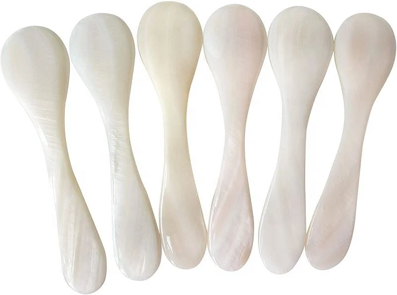 custom laser logo Natural mother of pearl shell caviar spoon