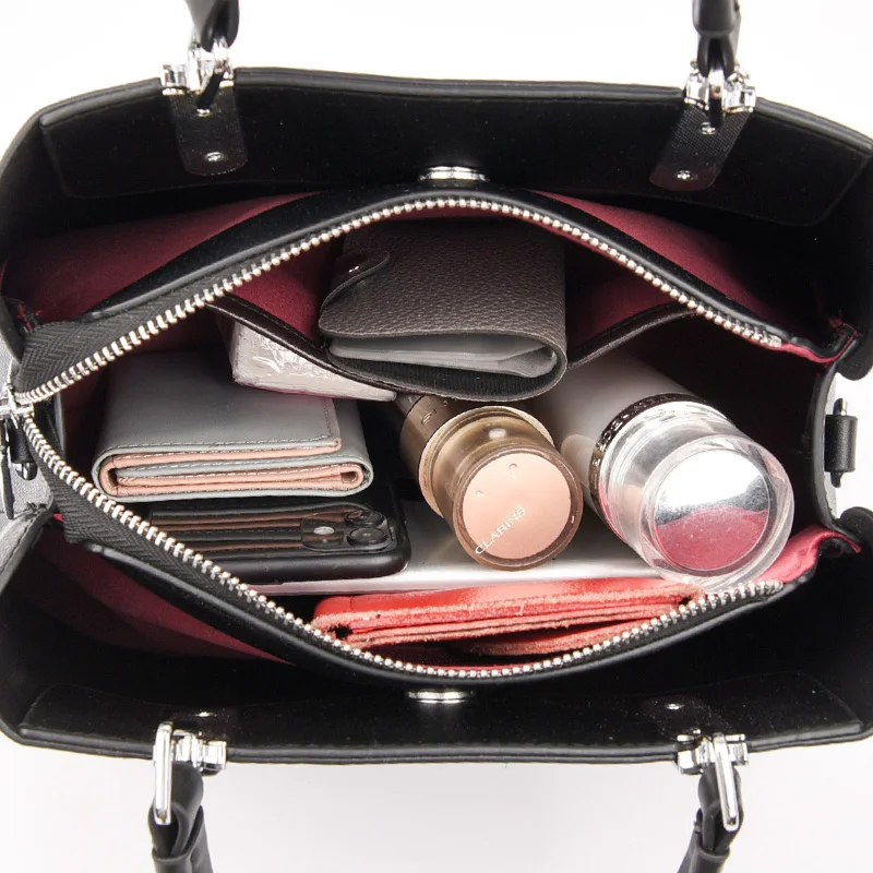 2023 Hot Sell Classic Elegant Style Plain Butterfly Decoration Embossed Litchi PU Leather Tote Shoulder Bag Handbags