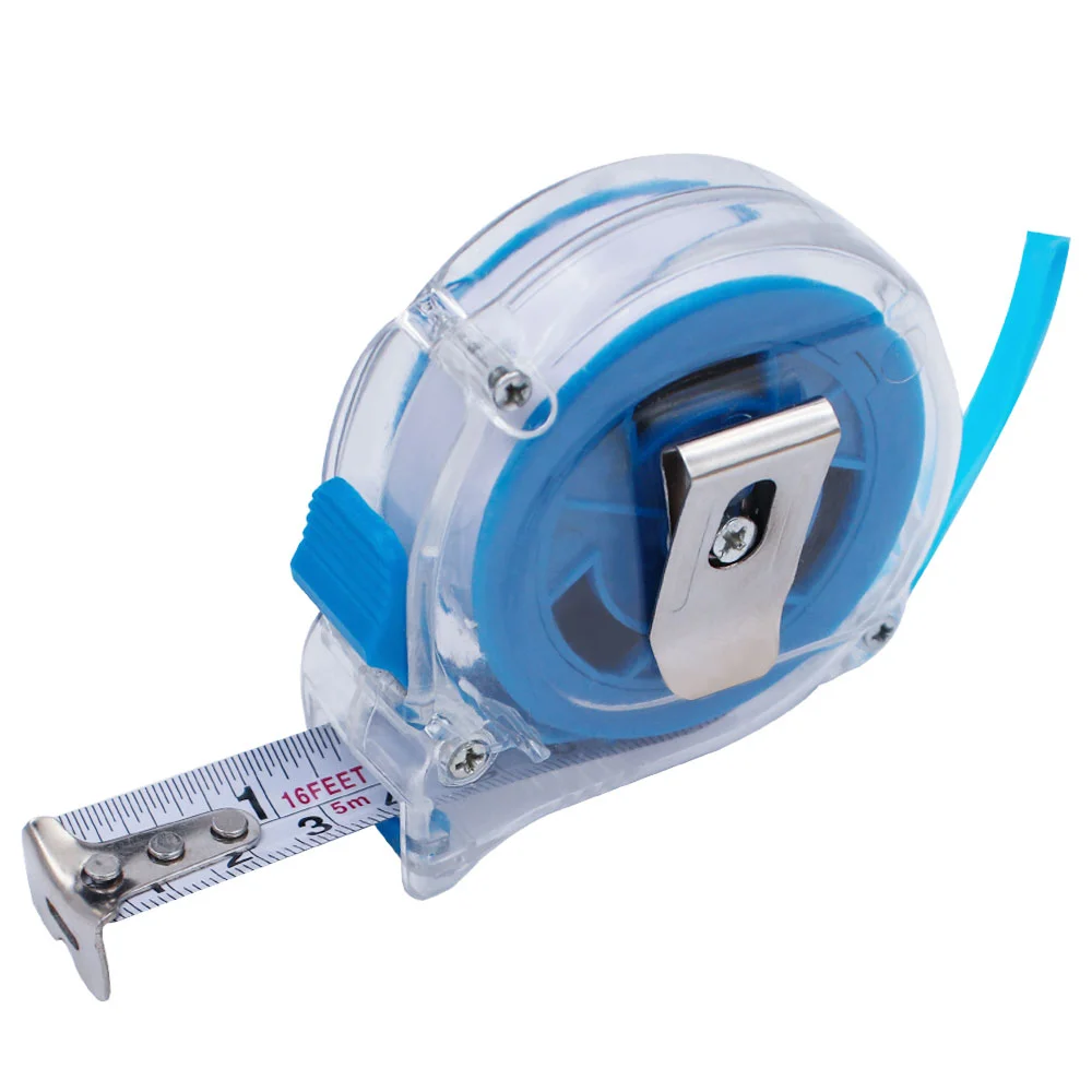 New ABS Clear case tape measure transparent 5m/16ft steel measuring tape