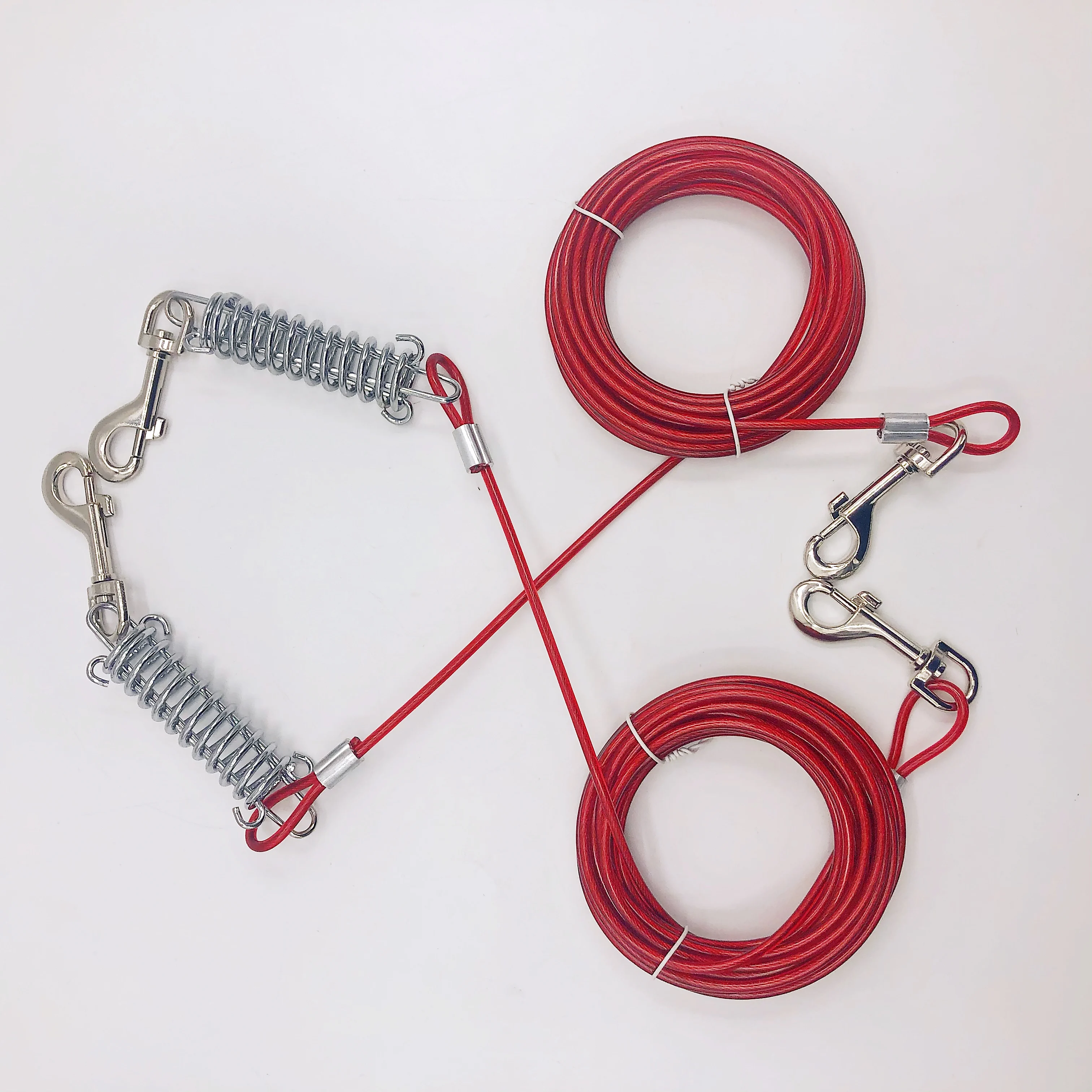 3m 5m Bite Proof Double Hook Wire Pet Outdoor Heavy Duty Tangle Free Rope Dog Harness and Leash Stainless Steel