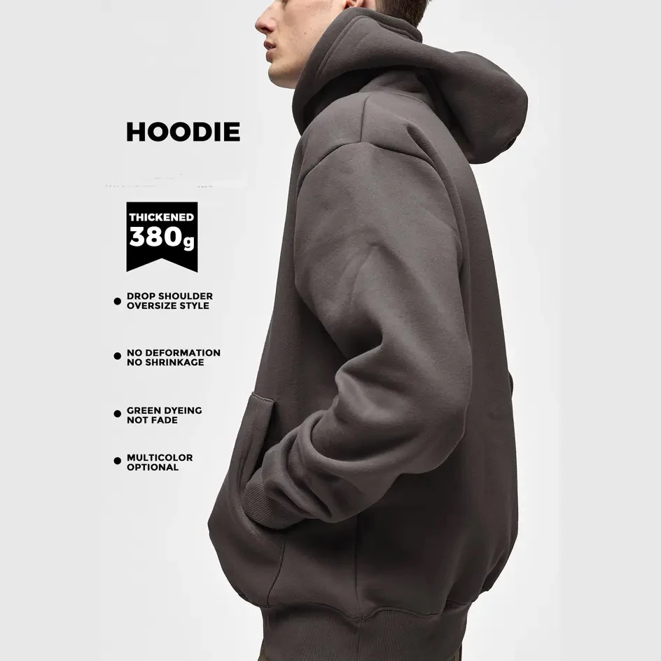 Custom Logo Design Black Men Plain 400 Gsm Heavy Cotton Thick Heavyweight Hoodie Blank High Quality Hoodies