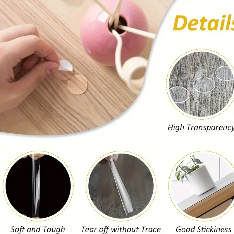 Double-Sided Acrylic Adhesive Dots Tape Clear Dots Glue Stick Anything Anywhere Instantly Transparent Round Tag Stickers