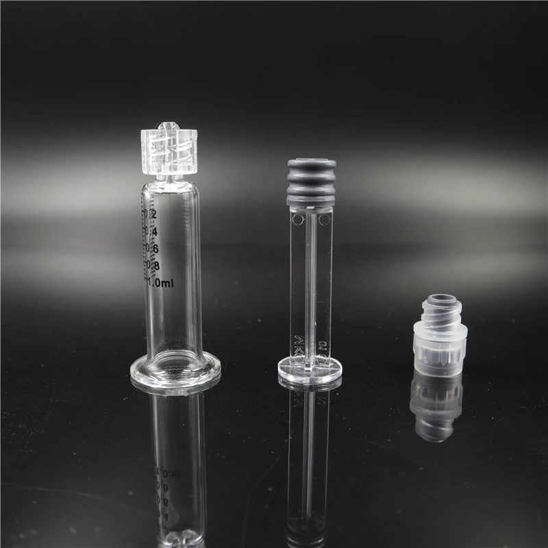  Стеклянный шприц Luer lock 1 мл для картриджей cbd vape заправка с двумя типами плунжерных