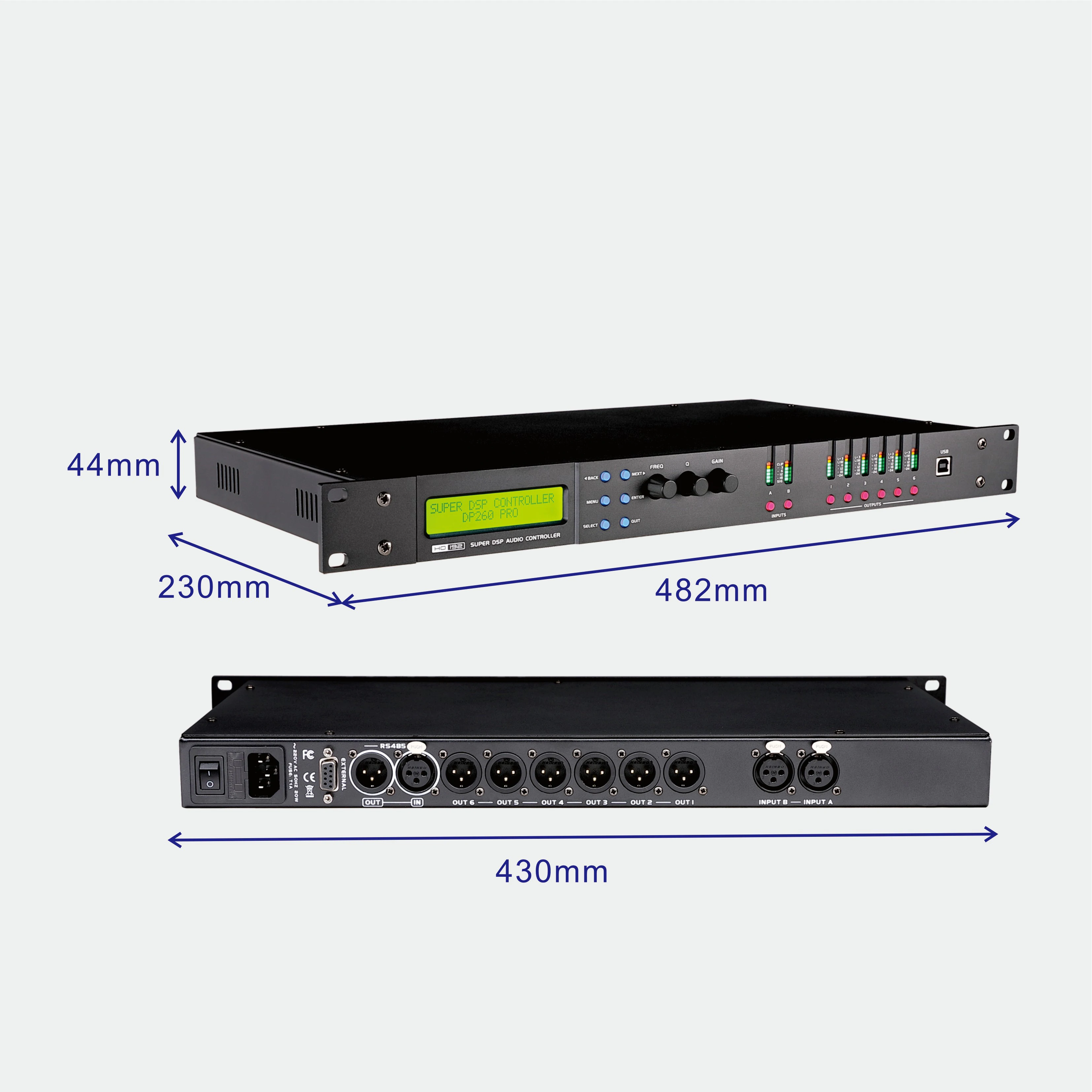 amplifier professional 2 channel power amplifier/600W power/1U size