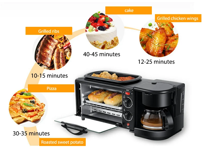 Hot Sell Multifunction 3 in 1 Breakfast maker Set Toaster Coffee Maker for 3 in 1 breakfast set toaster kettle coffee maker