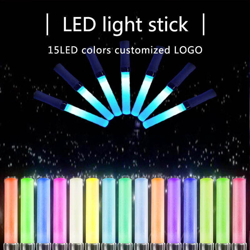 RICHSHINING 25*3.5cm LED Light Stick 15 Colors Glowing Wands in Japan Concerts for Party Halloween for Kpop Fans Club White 55g