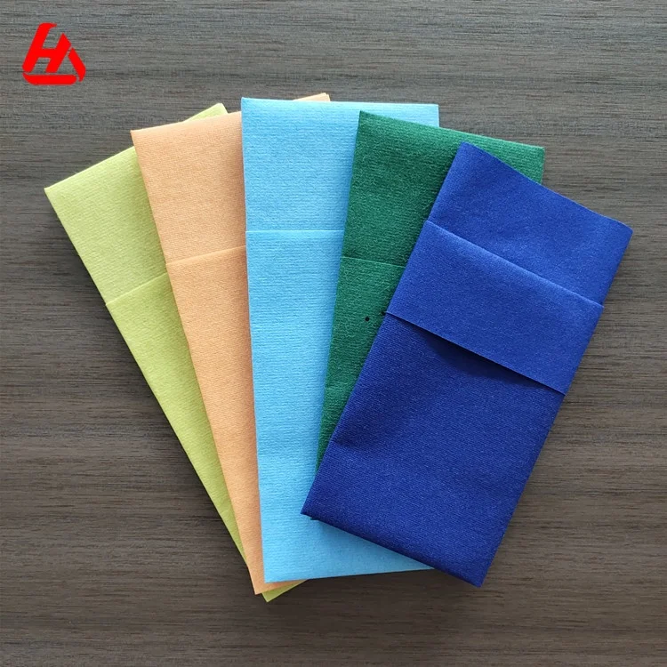 Airlaid  Blue Dinner Napkins Soft  Durable Paper Napkins with Built in Flatware Pocket