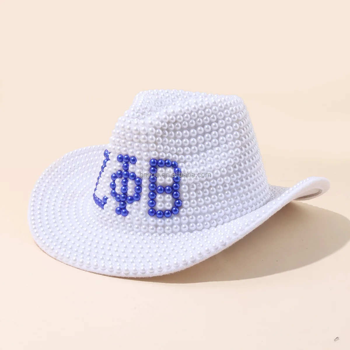 Zeta Phi Beta White Navy Blue Pearls Fedoras Lime Greek Sorority ZPB Logo Women Panama Wool Felt Hats Ladies Wide cowboy Hat