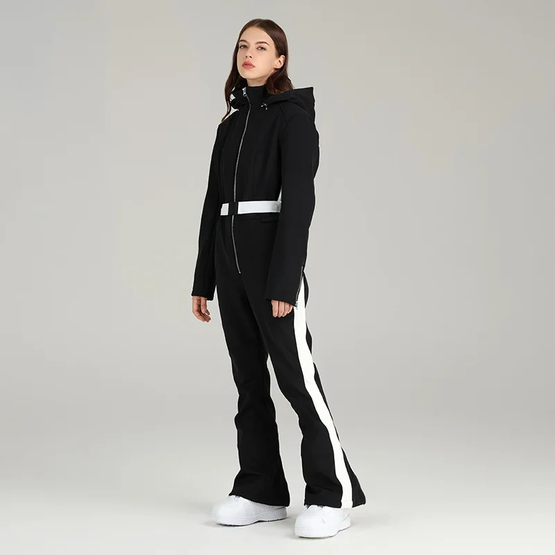 Hot Selling Classical Color Fashionable Warm Hooded Fitted Ski Suit Durable Snowsuit One Piece Best Ski Clothes For Women