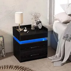 Современный дизайнерский журнальный столик со светодиодной подсветкой и USB-портами боковой с 2 ящиками мебель