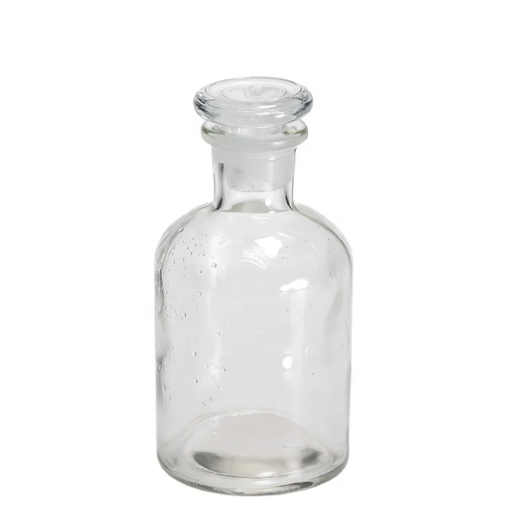 125ml Lab use glass narrow mouth clear reagent bottle with glass lid