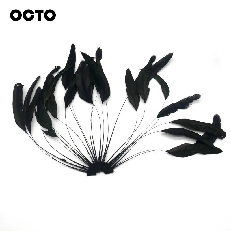 25-30cm 10-12in Black Dyed Colors Half  Pinwheel Stripped Cock Rooster Tail Feather Pads Hat Decoration