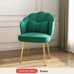 Modern Home Furniture Petal Green Velvet Shell Chair With Gold Legs Nail Shop Stool Living Room Sofa Dinning Chair