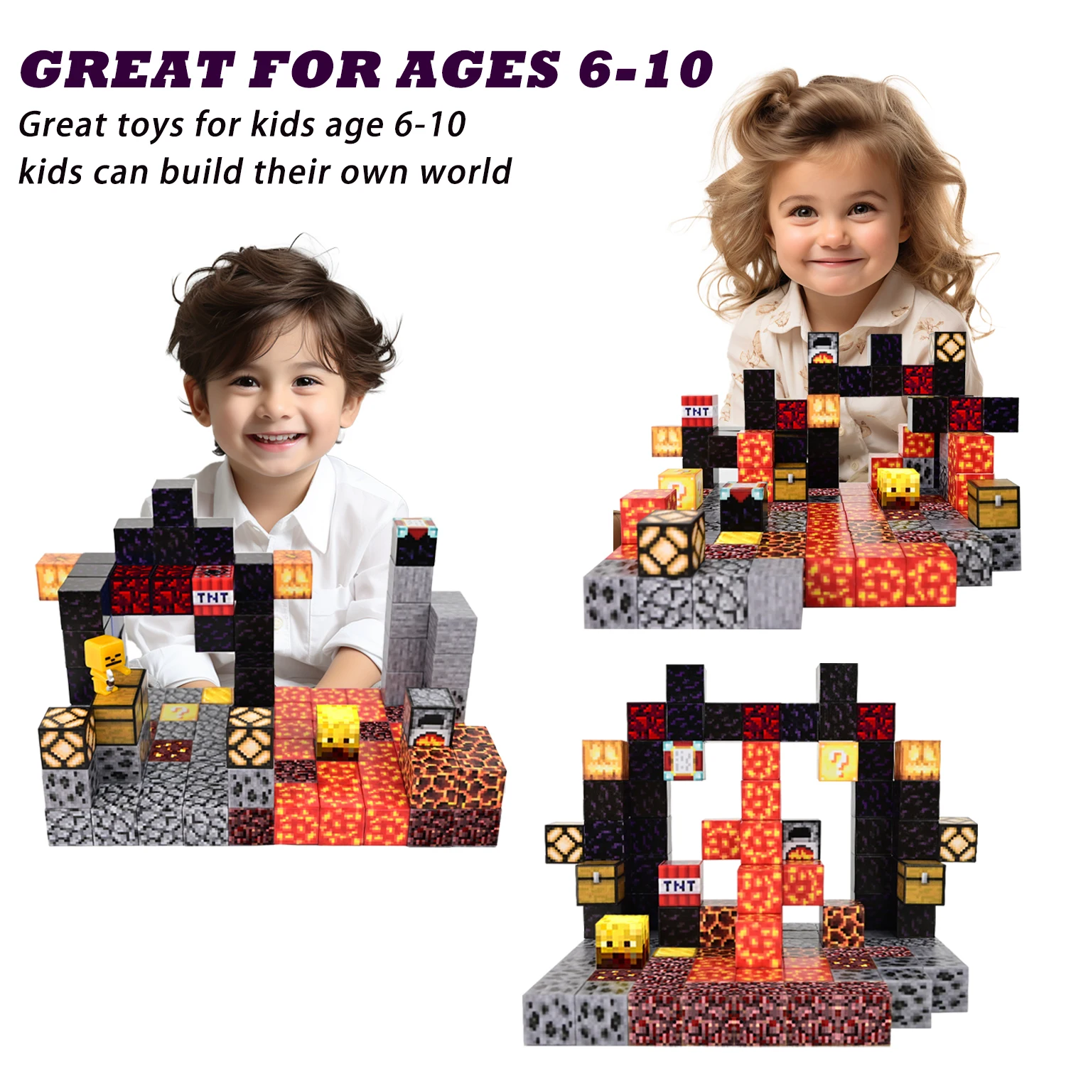 Mine crafting building block cube set constructed from Food-Grade ABS material an excellent gift for kids 3-10 years