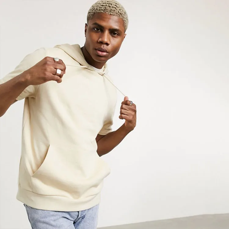 Hoodie summer men's hoodie hip-hop geek men's sweatshirt cotton streetwear plain hoodie white