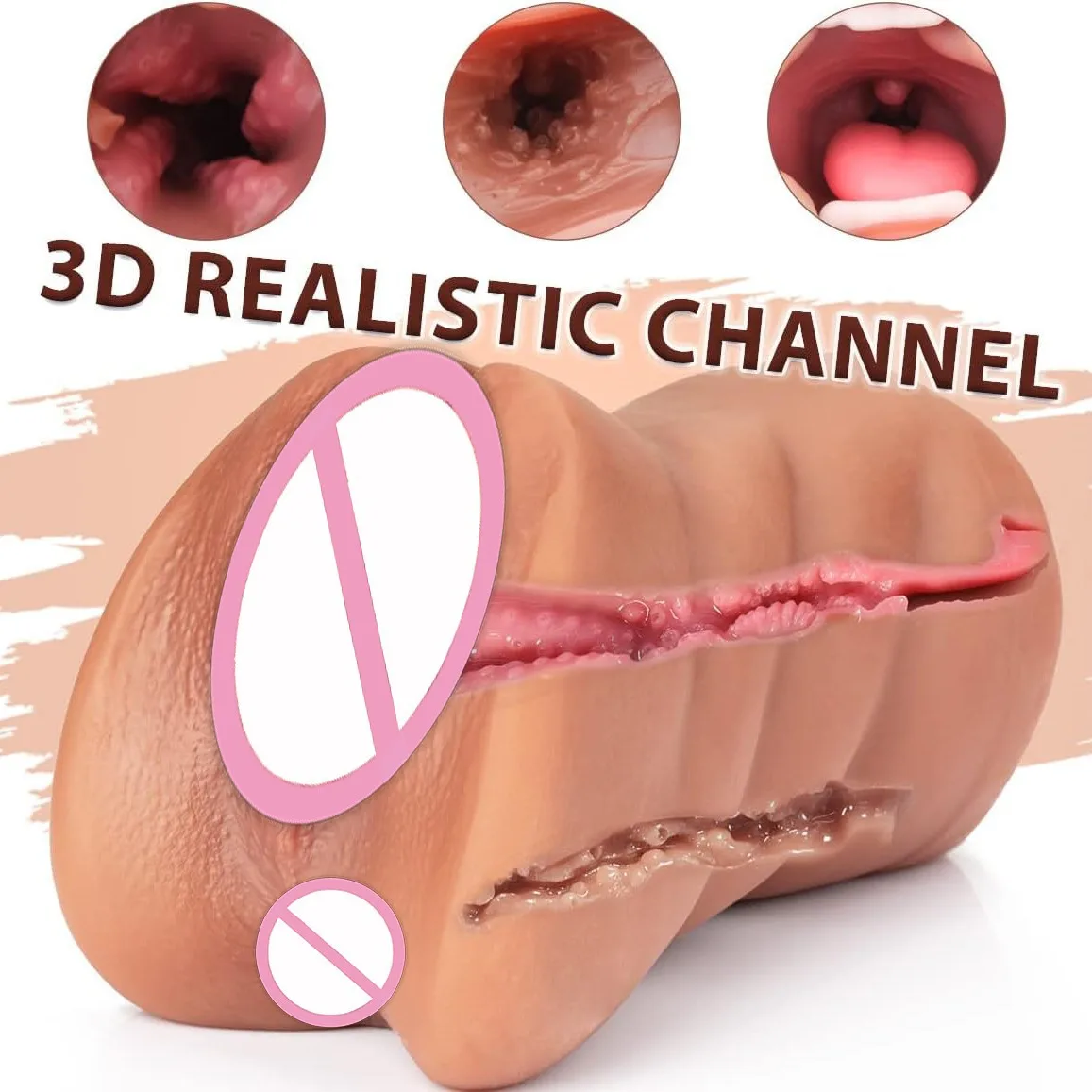 3 IN 1 Vaginal Anus Masturbation Cup Double Head Sex Real Deep Throat Male Masturbator  Sexy Toys for Men Adult Products