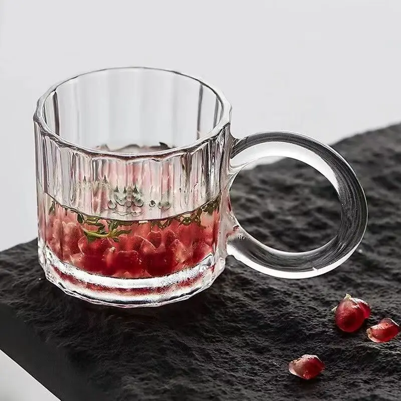 OEM/ODM Single Mug Color Borosilicate Glass Coffee Tea Cup Color Glasses Water Mug Set With Wood Plate Stainless Steel Spoon