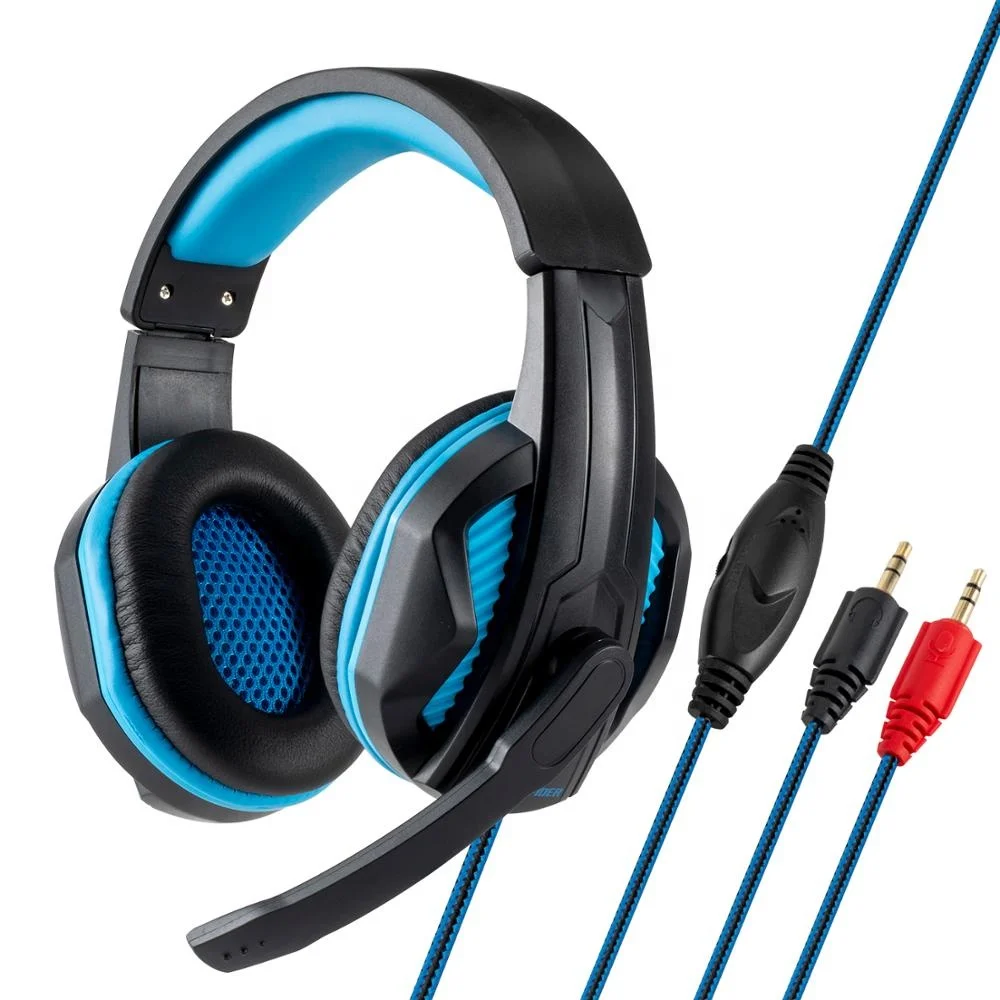 
LED noise cancelling custom gaming wired mobile gamer headphones headset oem with braided cable headphone 